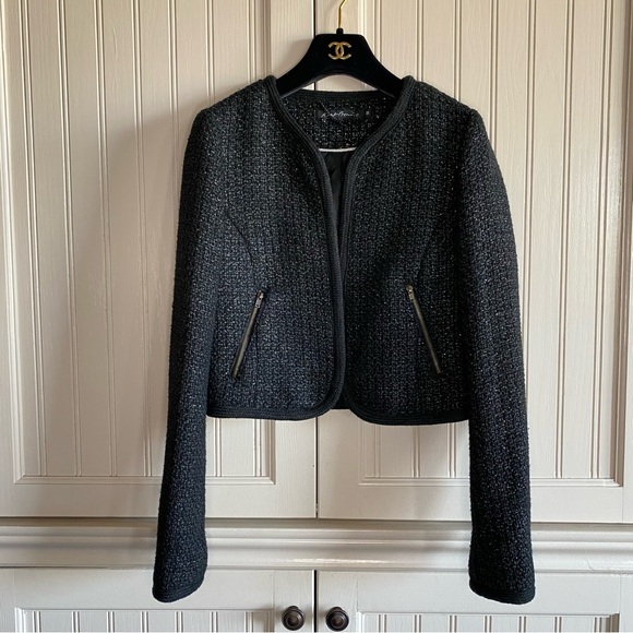 Avant Premiere Pairs Women's collarless Blazer wool office career black 38 Small - Picture 13 of 14